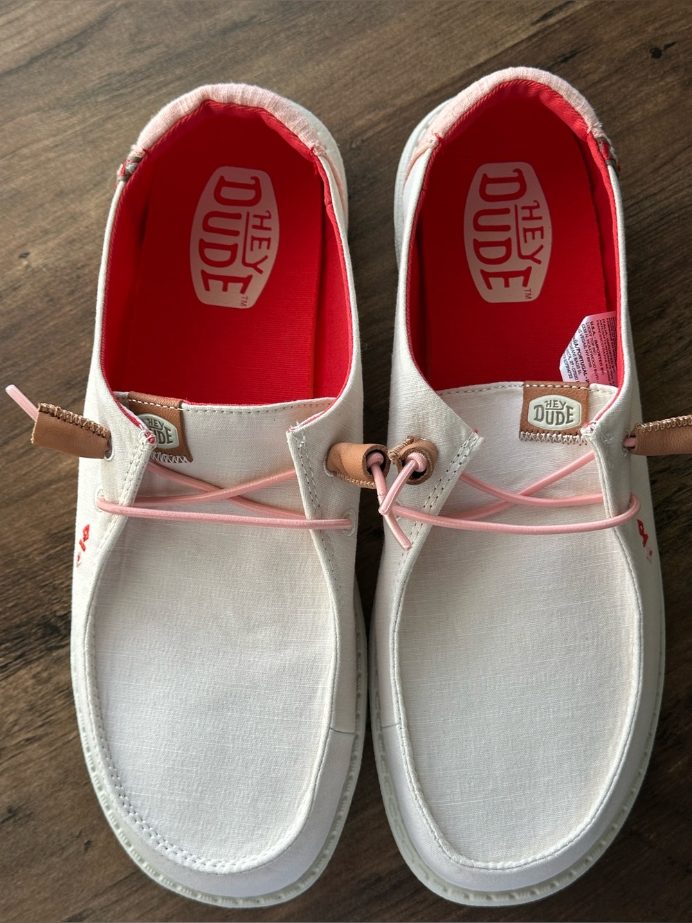 HEYDUDE Wendy Chambray Boho Women’s Size 10 Natural Pink Slip On Shoes